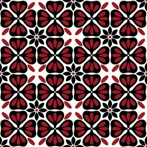 Heirloom Black and Red Geometric, 50s 60s Antique Vibes