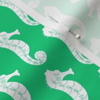 seahorses on green