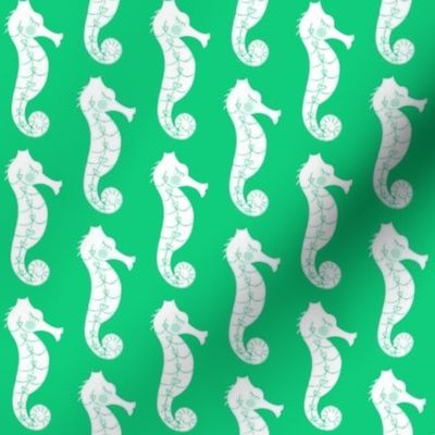 seahorses on green