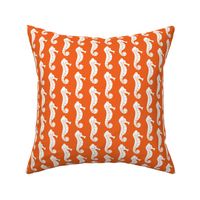 seahorses on orange