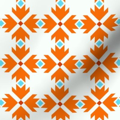 Heirlooms Aztec Blue Orange Mediterranean, Geometric Tile Pattern