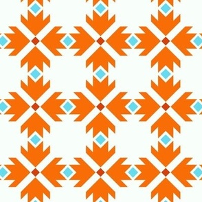 Heirlooms Aztec Blue Orange Mediterranean, Geometric Tile Pattern