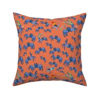 Crabs-Grumpy Blue Crabs on Peach Color