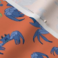 Crabs-Grumpy Blue Crabs on Peach Color