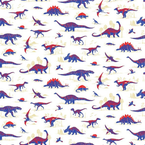 Dinosaurs [red, white, blue]