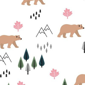 Mountains and grizzly bears wild wanderlust forest woodland Canadian Montana nature reserve pink green girls