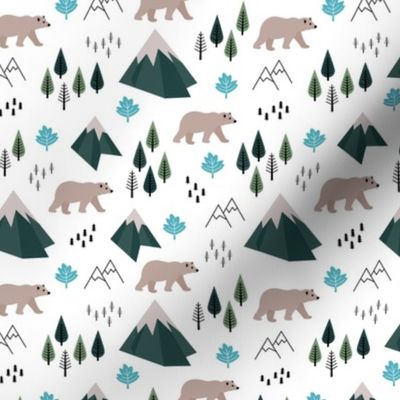 Mountains and grizzly bears wild wanderlust forest woodland Canadian Montana nature reserve green blue SMALL