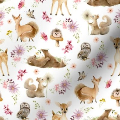 8" Forest Friends – Flowers, 8" repeat on fabric