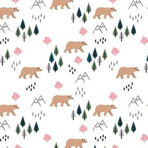 Mountains and grizzly bears wild wanderlust forest woodland Canadian Montana nature reserve pink green girls SMALL