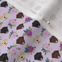 SMALL Labrador floral dog pattern purple