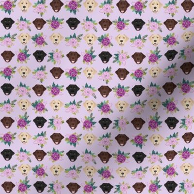 SMALL Labrador floral dog pattern purple