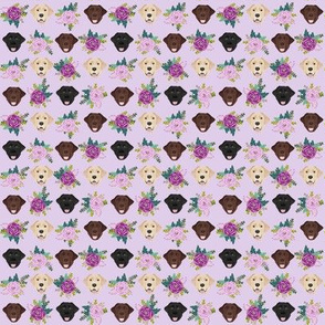 SMALL Labrador floral dog pattern purple