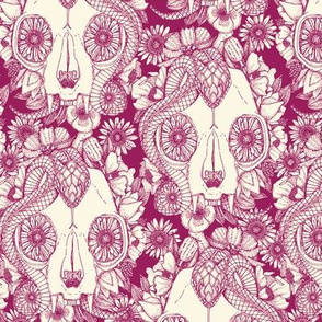 cat skull damask cherry small