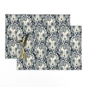 cat skull damask indigo small