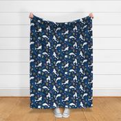 dolphin fun / navy blue / large scale