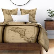 Central America vintage map - large, sepia