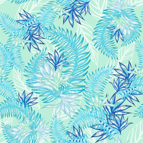 Tahitian Tropical palms mint green