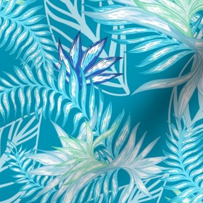  Tahitian Tropical Palms teal blue