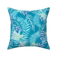  Tahitian Tropical Palms teal blue