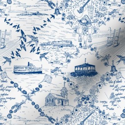 Star Island Toile (Navy)