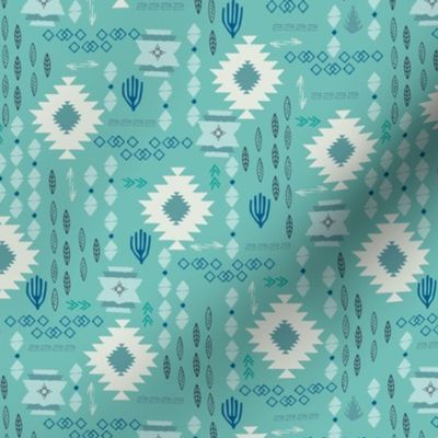 Aztec Incan Story teal blue