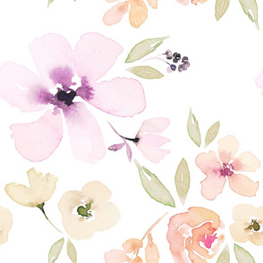 JUMBO floral wallpaper // washed out watercolour florals wallpaper floral flowers