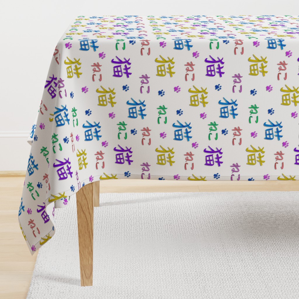 Neko - Cat written in colourful kanji and hiragana