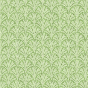 Lime Green on Green Faux Velvet Fan Pattern 