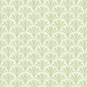 Lime Green and White Faux Velvet Fan Pattern 