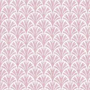 Pastel Pink and White Faux Velvet Fan Pattern 