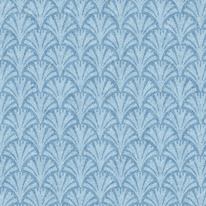 Pastel Blue On Blue Faux Velvet Fan Pattern 