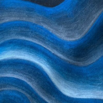 Wet Blue Waves - Pastel Drawing
