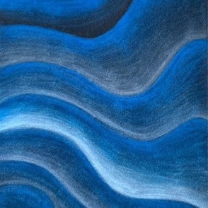 Wet Blue Waves - Pastel Drawing