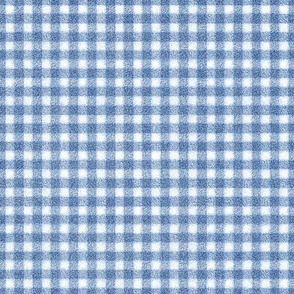 Pale Blue Gingham and White Faux Velvet 