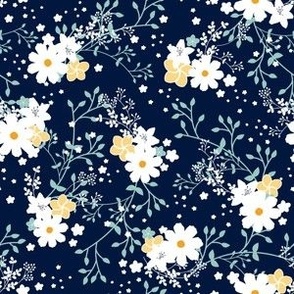 Navy Blue Floral Garden