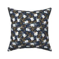 Navy Blue Yellow Floral Garden