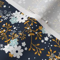 Navy Blue Yellow Floral Garden