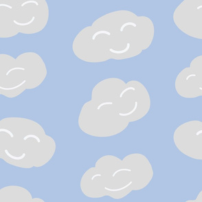 Happy Clouds on blue 