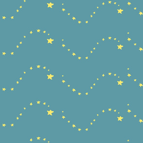 Yellow Star waves on teal 