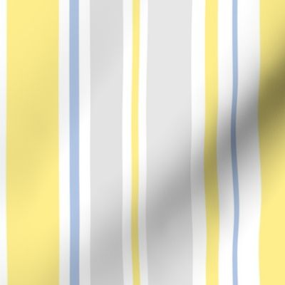 Yellow, Gray, Blue and white stripe pattern