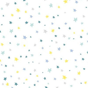 Tiny stars pattern in yellow, blue, teal, aqua, white