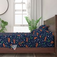 Whimsical Blue Orange Green Digital Tiger Cats Daisy Mint pattern