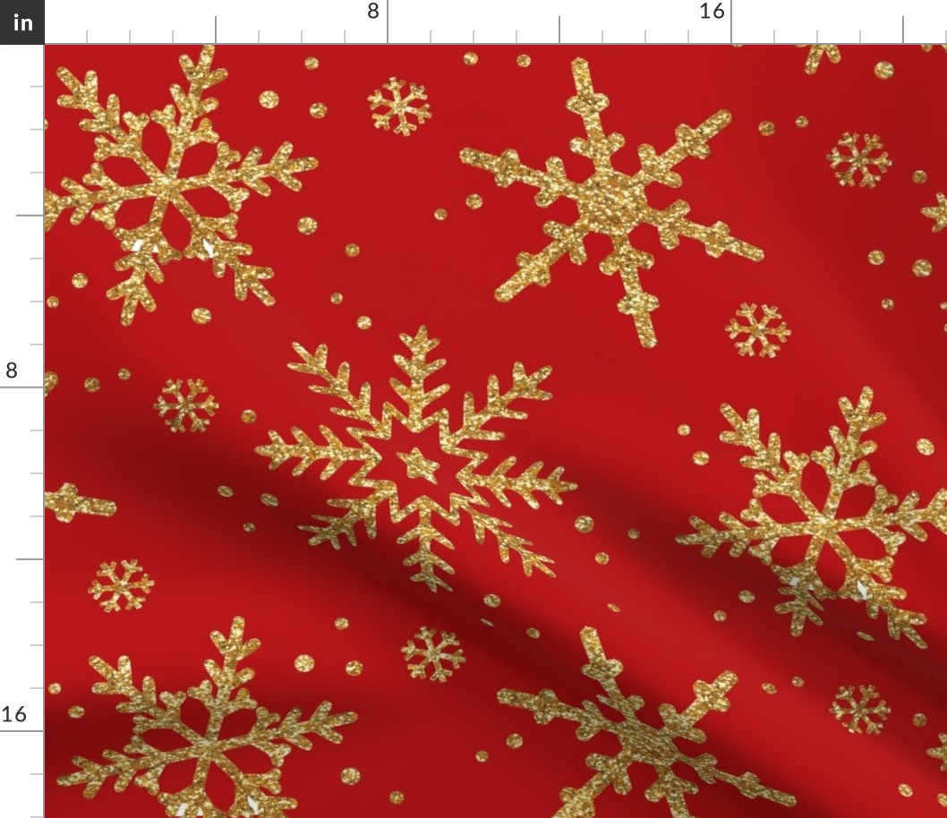 Gold Snowflakes || Red