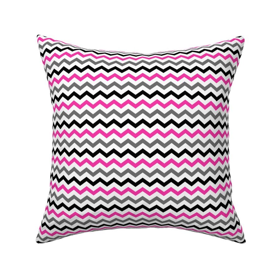 Chevron - Hot Pink, Grey & Black