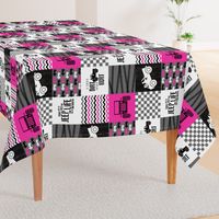 Jeep//A little Dirt Never Hurt//Hot Pink - Wholecloth Cheater Quilt - Rotated