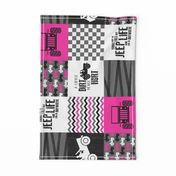 Jeep//A little Dirt Never Hurt//Hot Pink - Wholecloth Cheater Quilt - Rotated