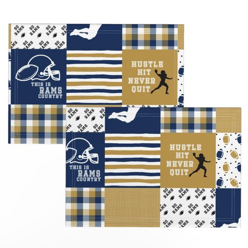 Football//Hustle Hit Never Quit//Rams - Wholecloth Cheater Quilt