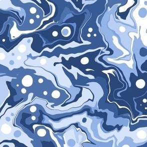 Nautical Blue Marbled Liquid Art