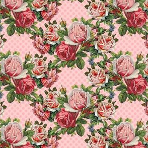 Shabby roses do the polka in pink