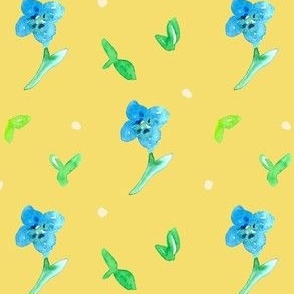 Blue Blossom on Yellow
